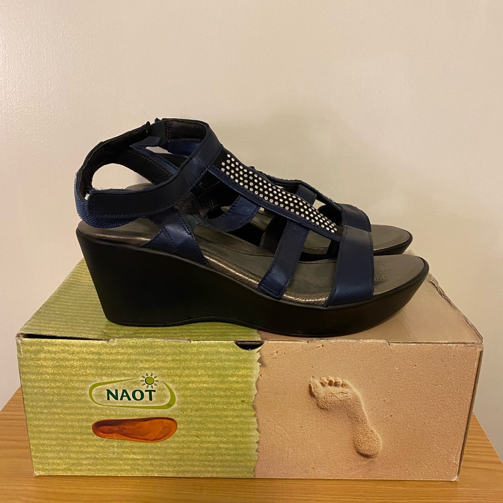 NAOT leather mystery wedges with jewels that sparkle